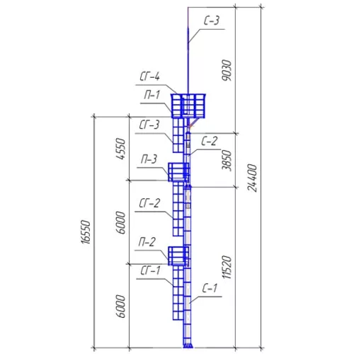 Мачта прожекторная 21x3200 мм ПМС Серия 3.501.2-123