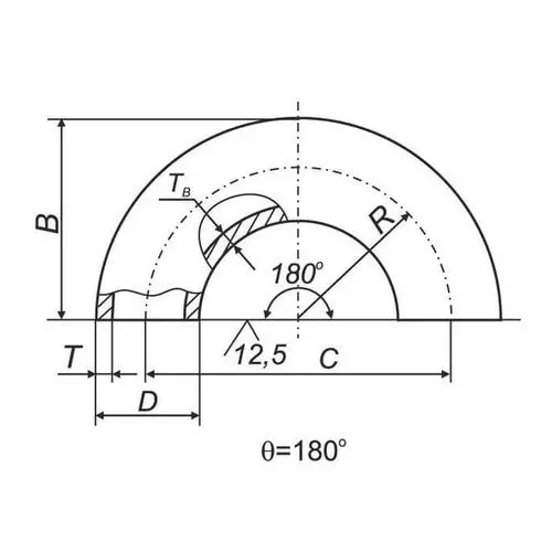 Отводы 180 в ВУС 15x21.3x2 мм 09Г2С ГОСТ 17375-2001